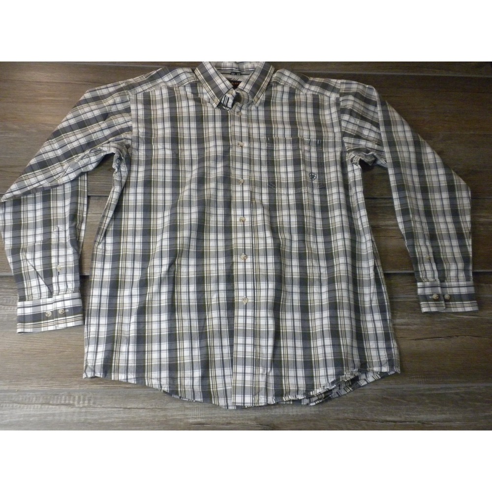 Ariat Pro Series Shirt Mens L Plaid Vented Performance Wicking UV Cowboy Western